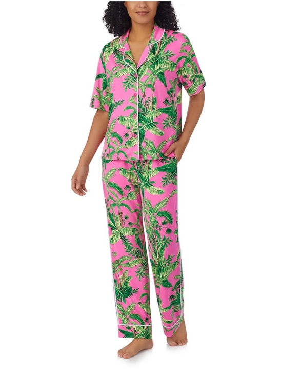 Room Service Other - Room Service Pink & Green Palm Tree Print Pajama Set Size XXL